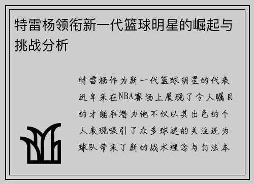 特雷杨领衔新一代篮球明星的崛起与挑战分析